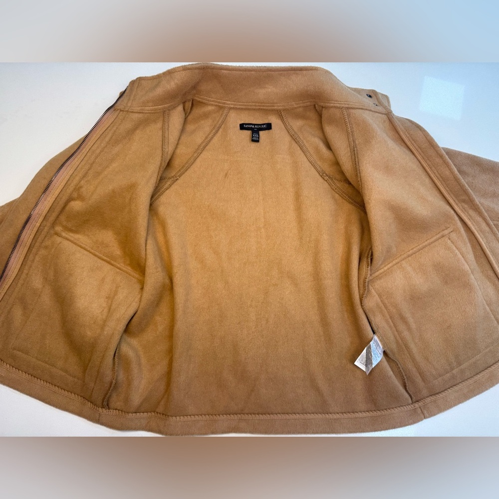 BANANA REPUBLIC Brushed Melton Pocket Short Jacket in Camel Size Petite XXS - Picture 9 of 15